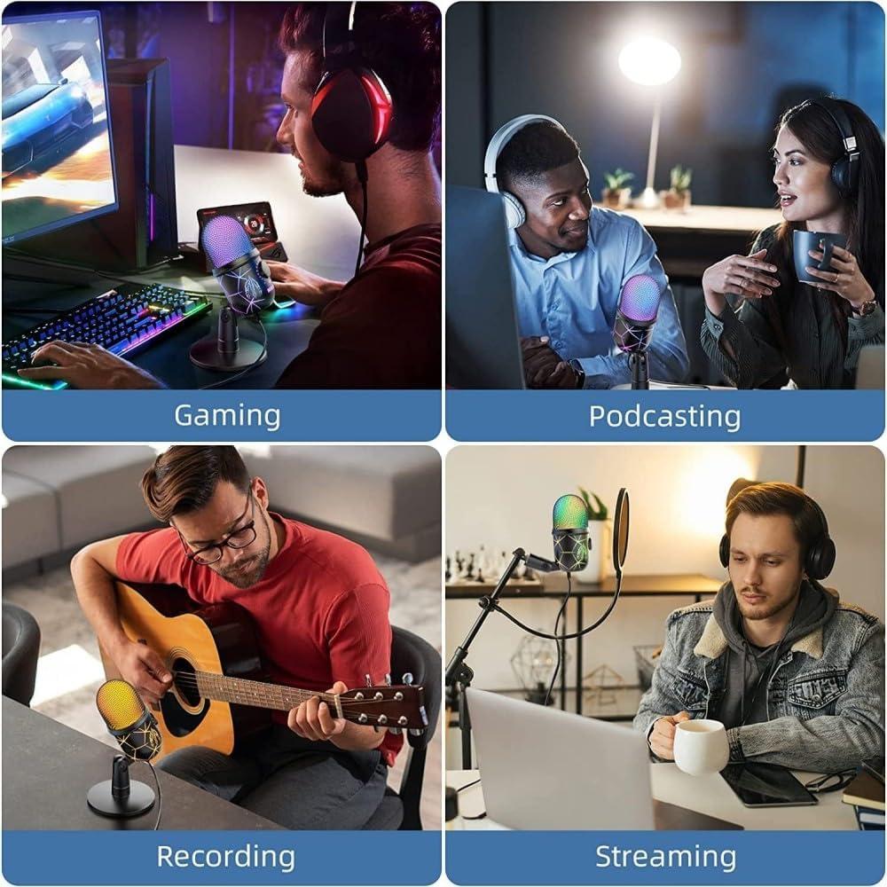 Micrófono de Condensador USB axGear MIC-V5 con RGB y Reducción de Ruido