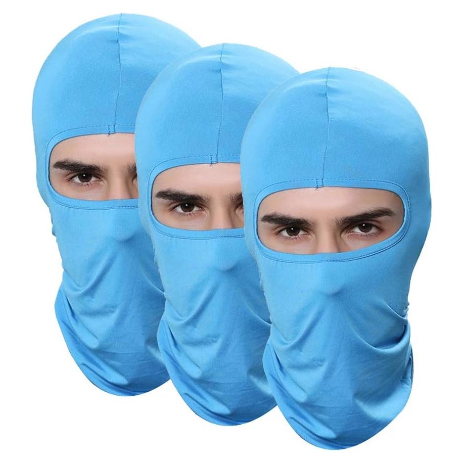 Paquete de 3 Pasamontañas Balaclava Unisex Azul Claro