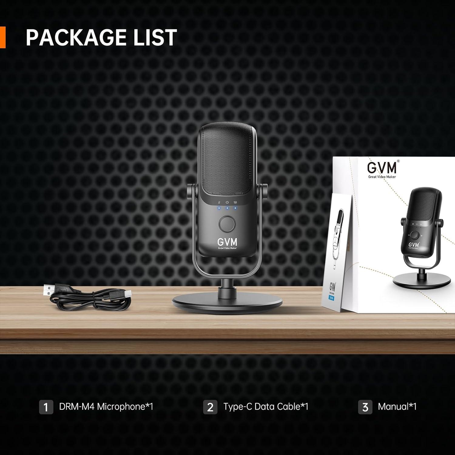 Micrófono de Condensador GVM DRM-M4 USB Tipo C para Podcast