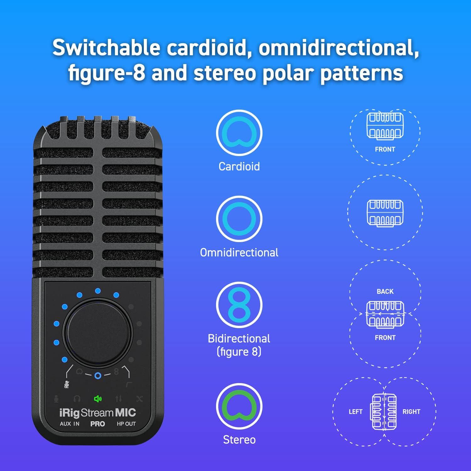 Micrófono IK Multimedia iRig Stream Mic Pro con interfaz de audio