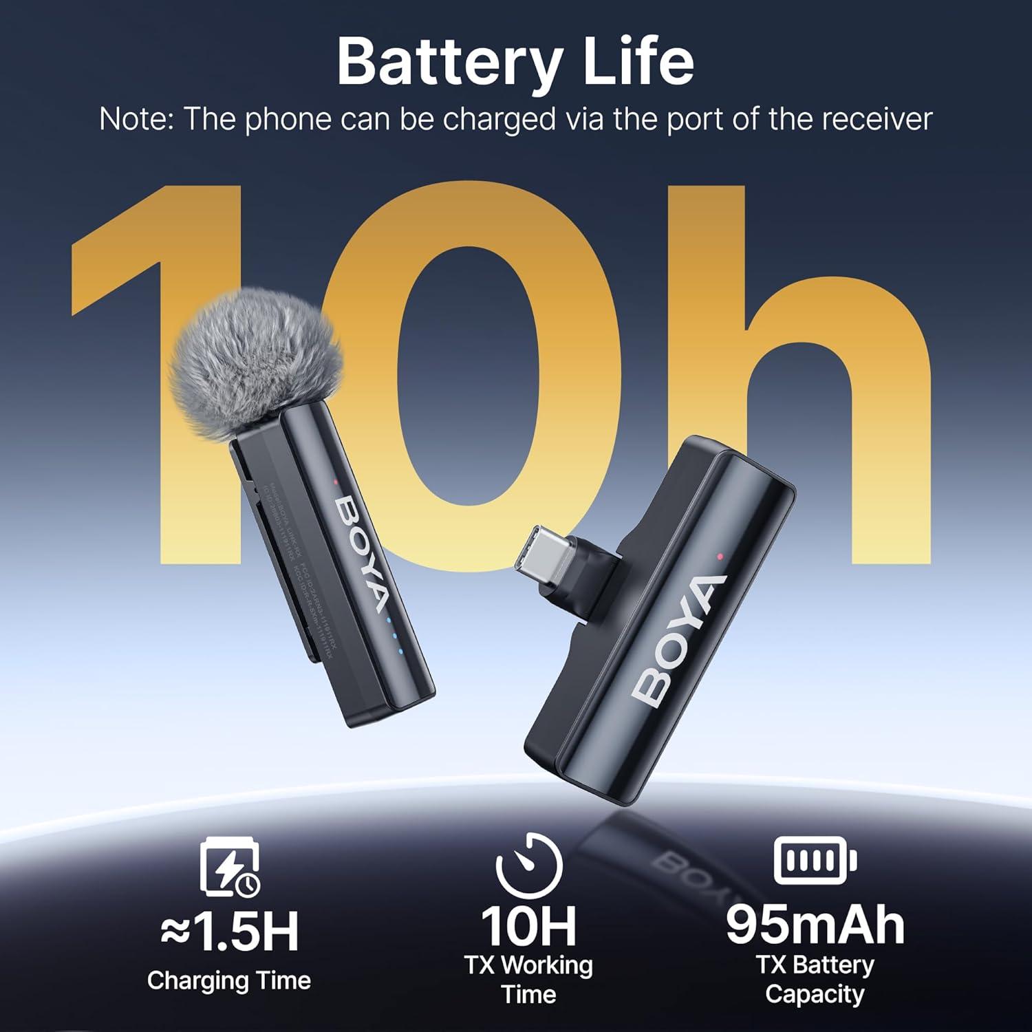 Micrófono Lavalier Inalámbrico BOYA BOYALINK 2 A1 48kHz