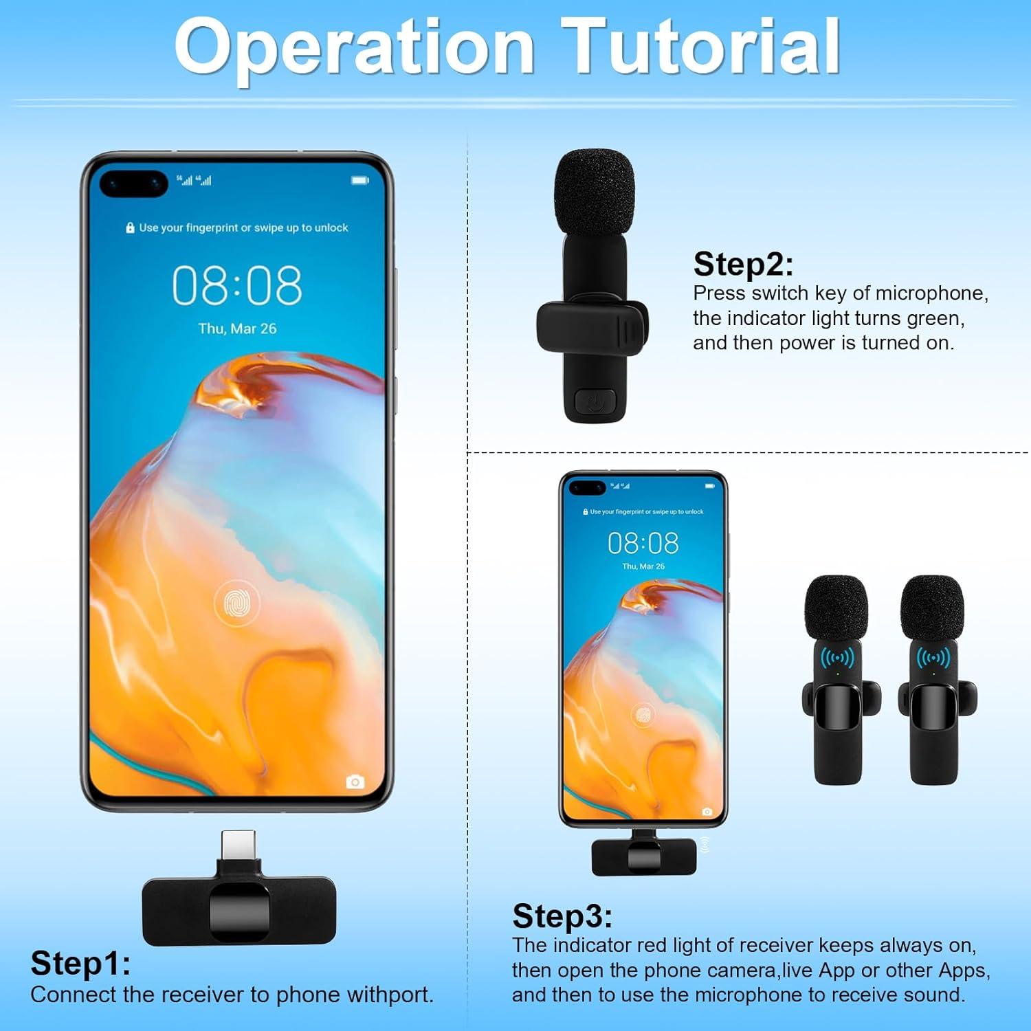 Micrófono Lavalier Inalámbrico Ocdonor K1 con Cancelación de Ruido