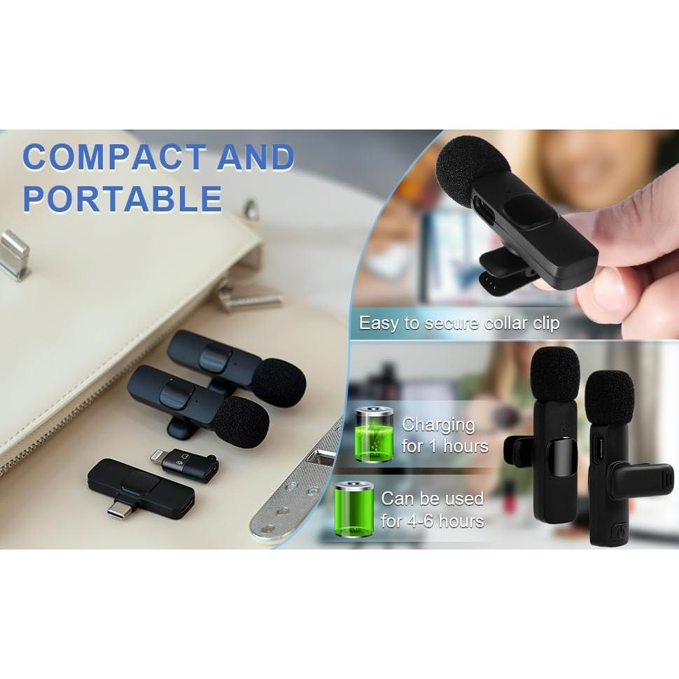 Micrófono Lavalier Inalámbrico Ocdonor K1 con Cancelación de Ruido
