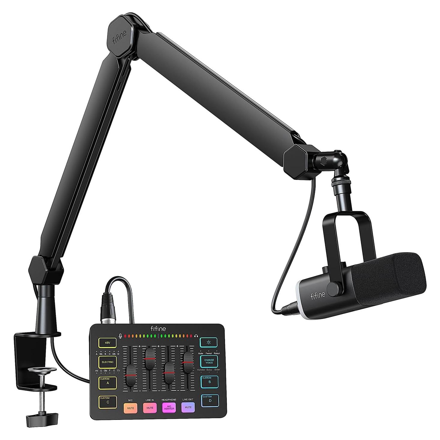 Micrófono Dinámico XLR FIFINE para Juegos y Streaming con Mezclador