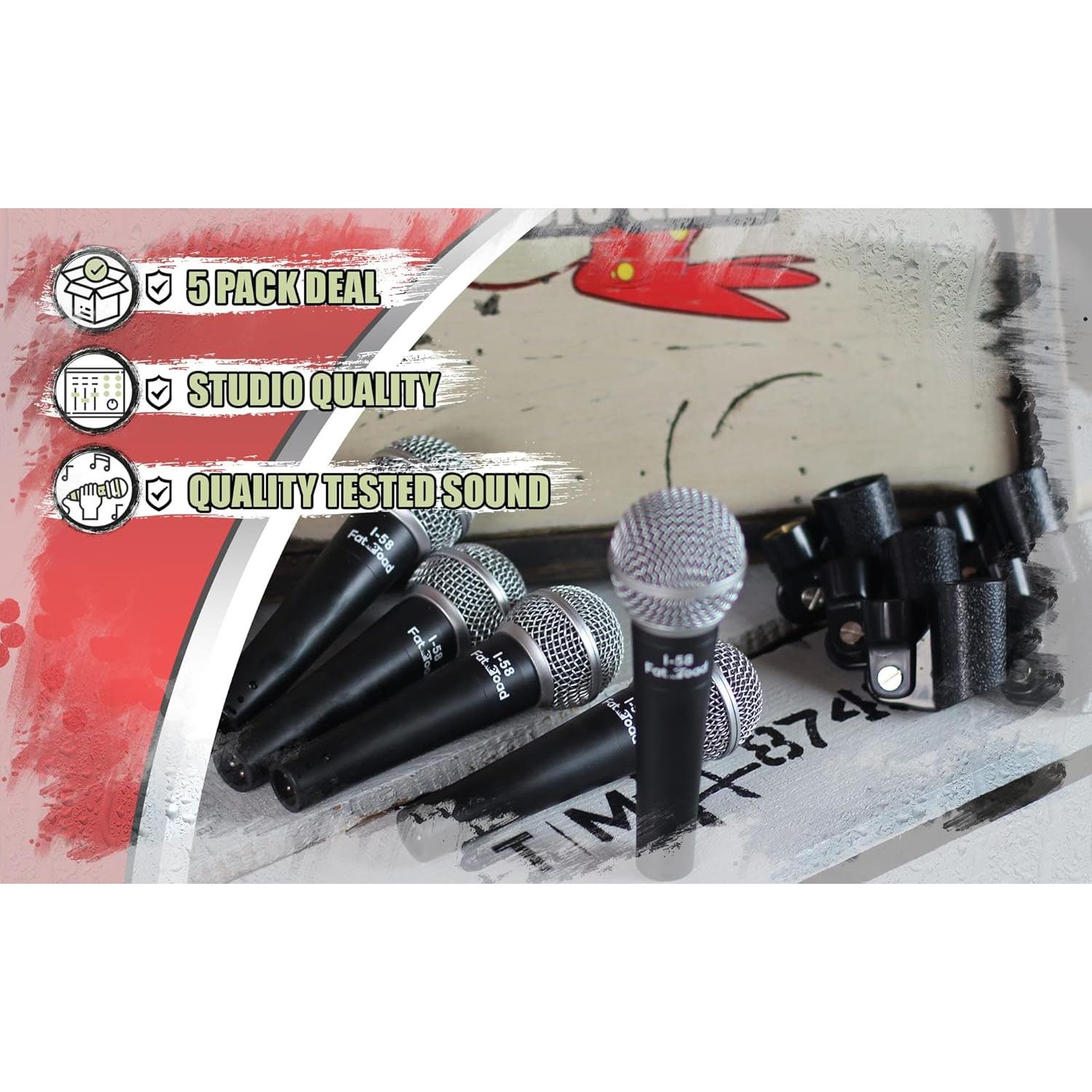 Paquete de 5 Micrófonos Dinámicos Cardioides Fat Toad