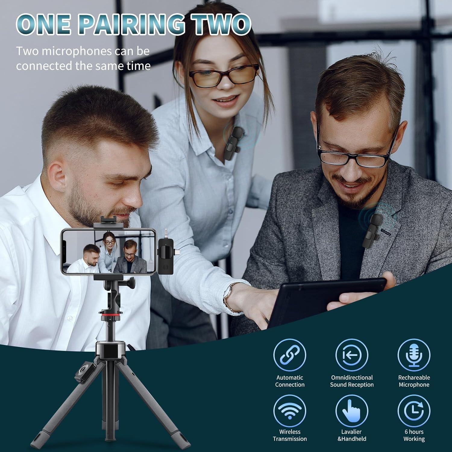 Micrófono Lavalier Inalámbrico AMOOX K9 para iPhone y Cámara