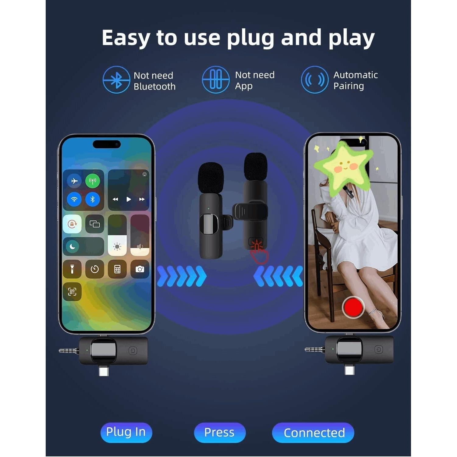 Micrófono Lavalier Inalámbrico AMOOX K9 para iPhone y Cámara