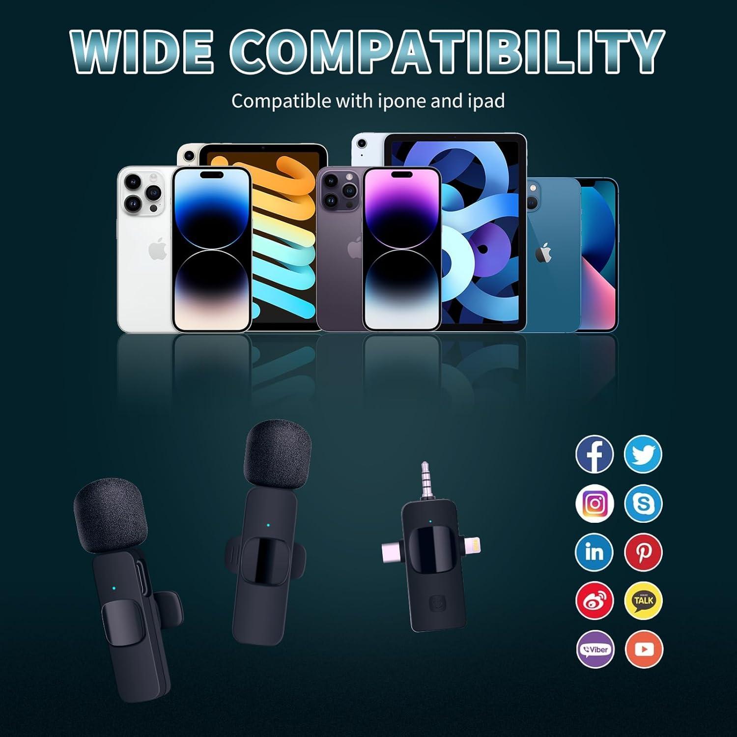 Micrófono Lavalier Inalámbrico AMOOX K9 para iPhone y Cámara