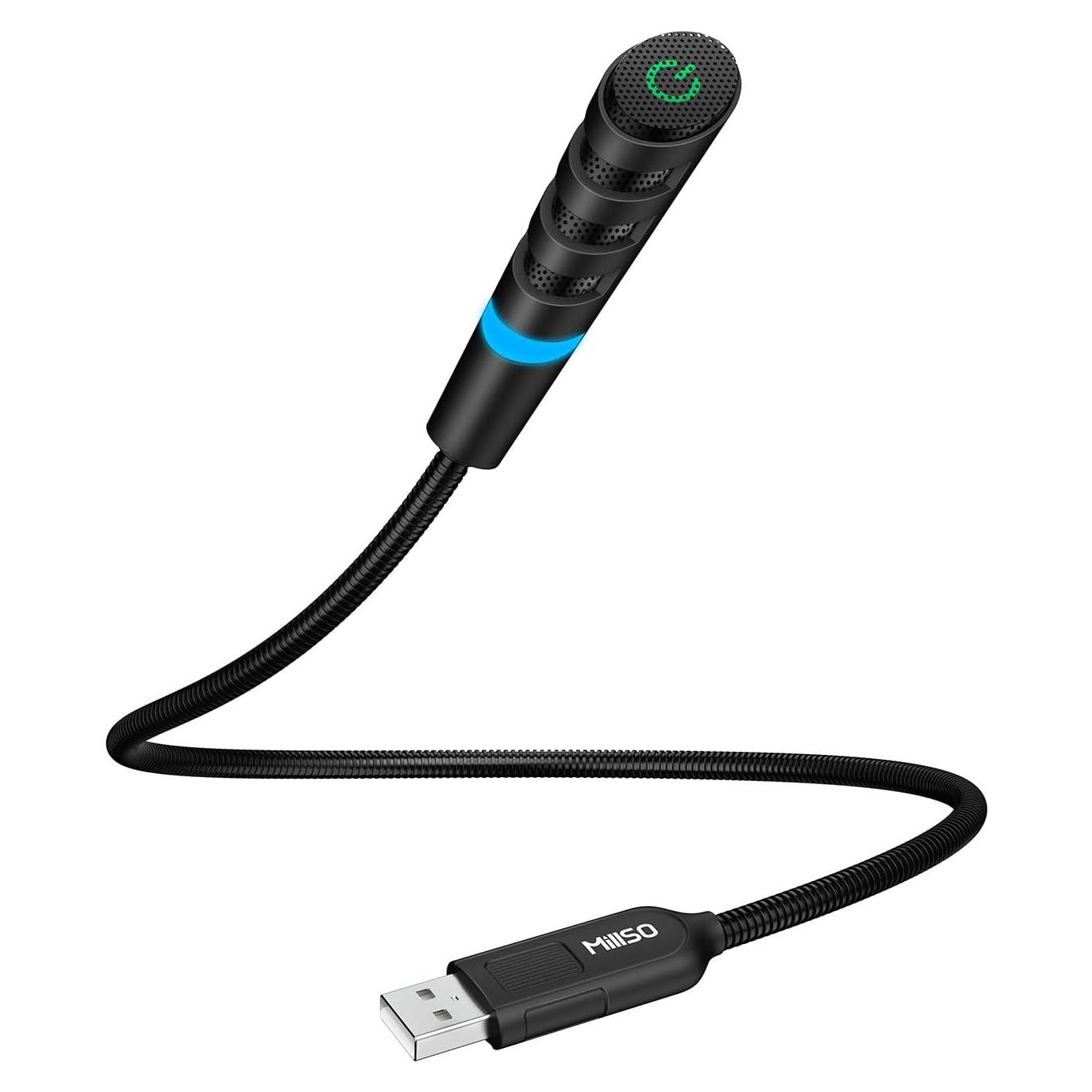 Micrófono USB MillSO Omnidireccional Cuello de Ganso 40g