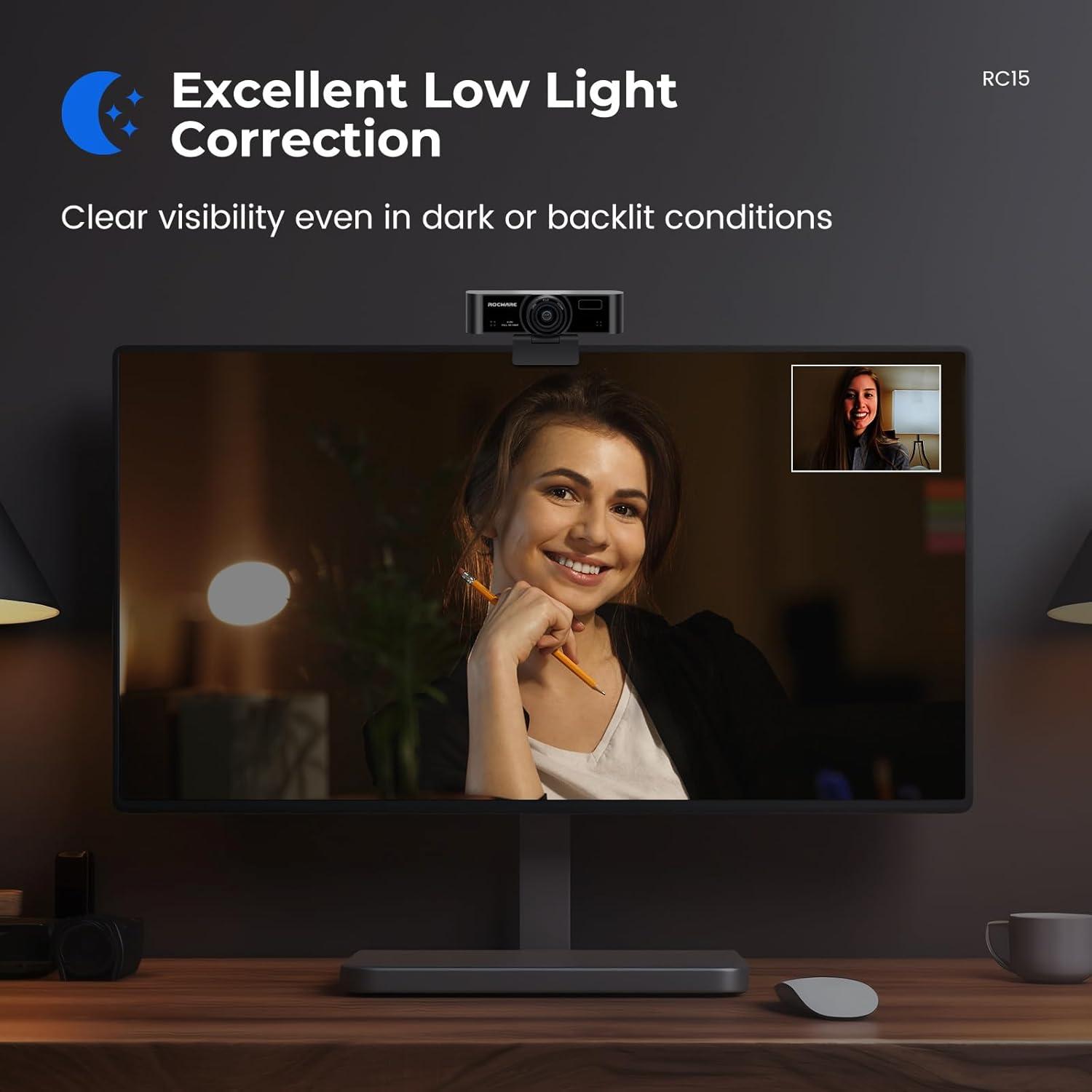 Cámara Web ROCWARE RC15 1080P con Micrófono y Privacidad