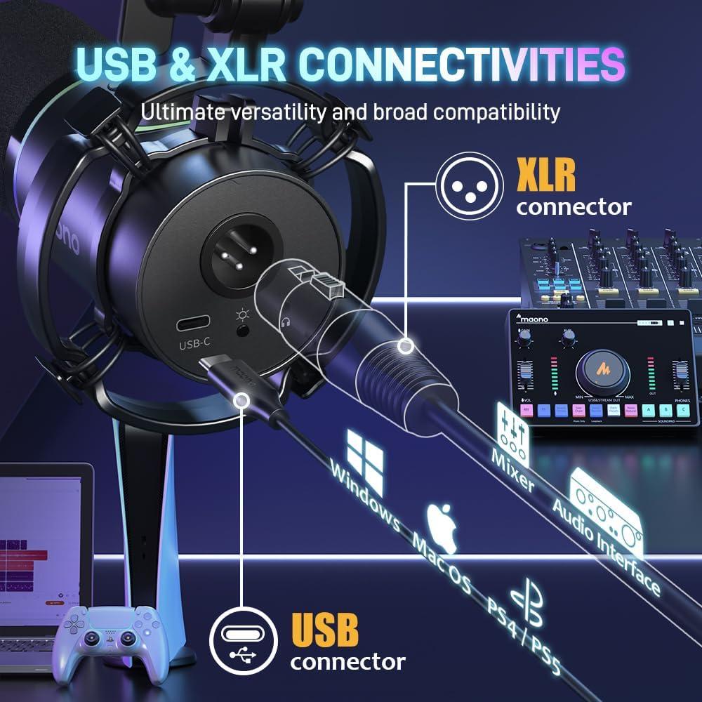 Micrófono Dinámico USB/XLR MAONO PD200X para Podcast y Streaming