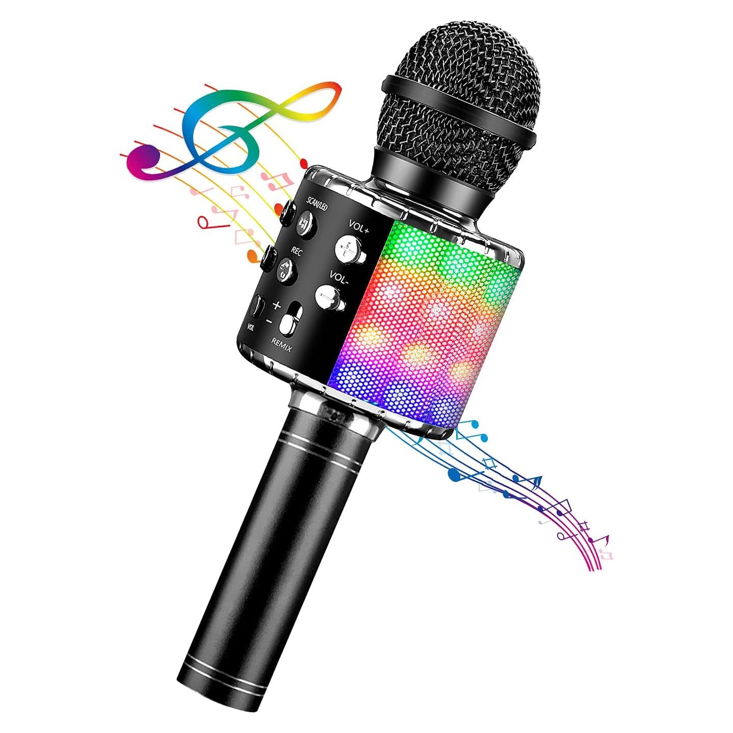 Micrófono Karaoke Inalámbrico BlueFire CT007B 4 en 1 LED