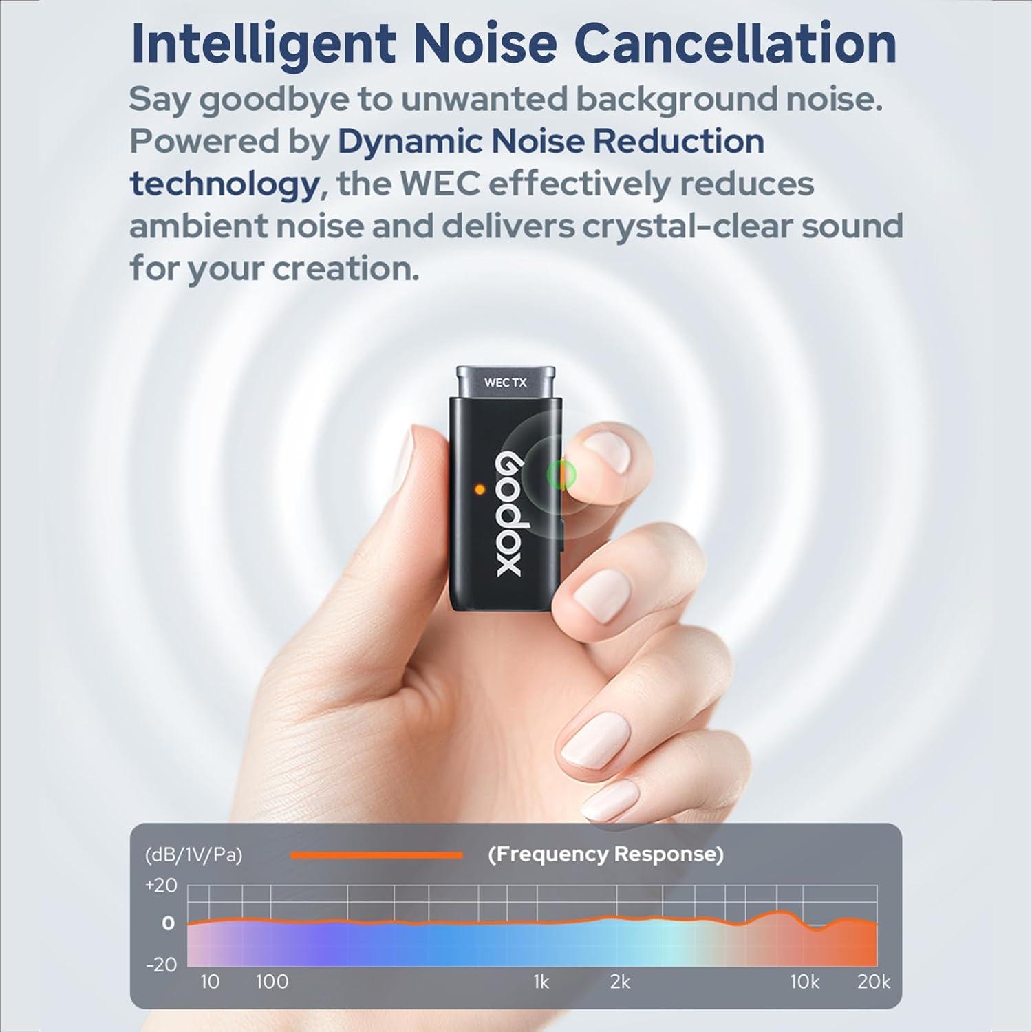 Micrófono Lavalier Inalámbrico GODOX WEC-Kit2 200m con Estuche