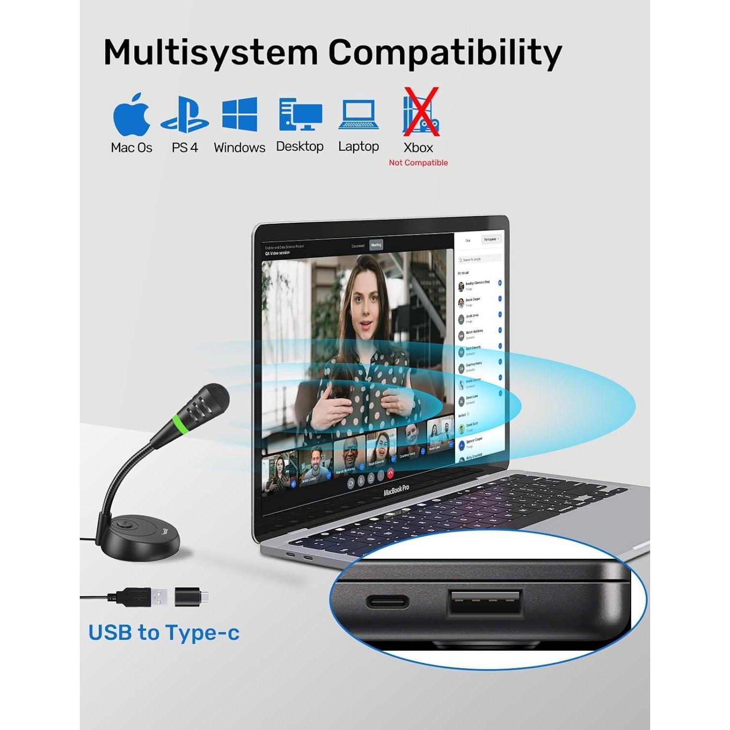 Micrófono USB Etour Mini Cardioide para PC y Mac - 1.8m