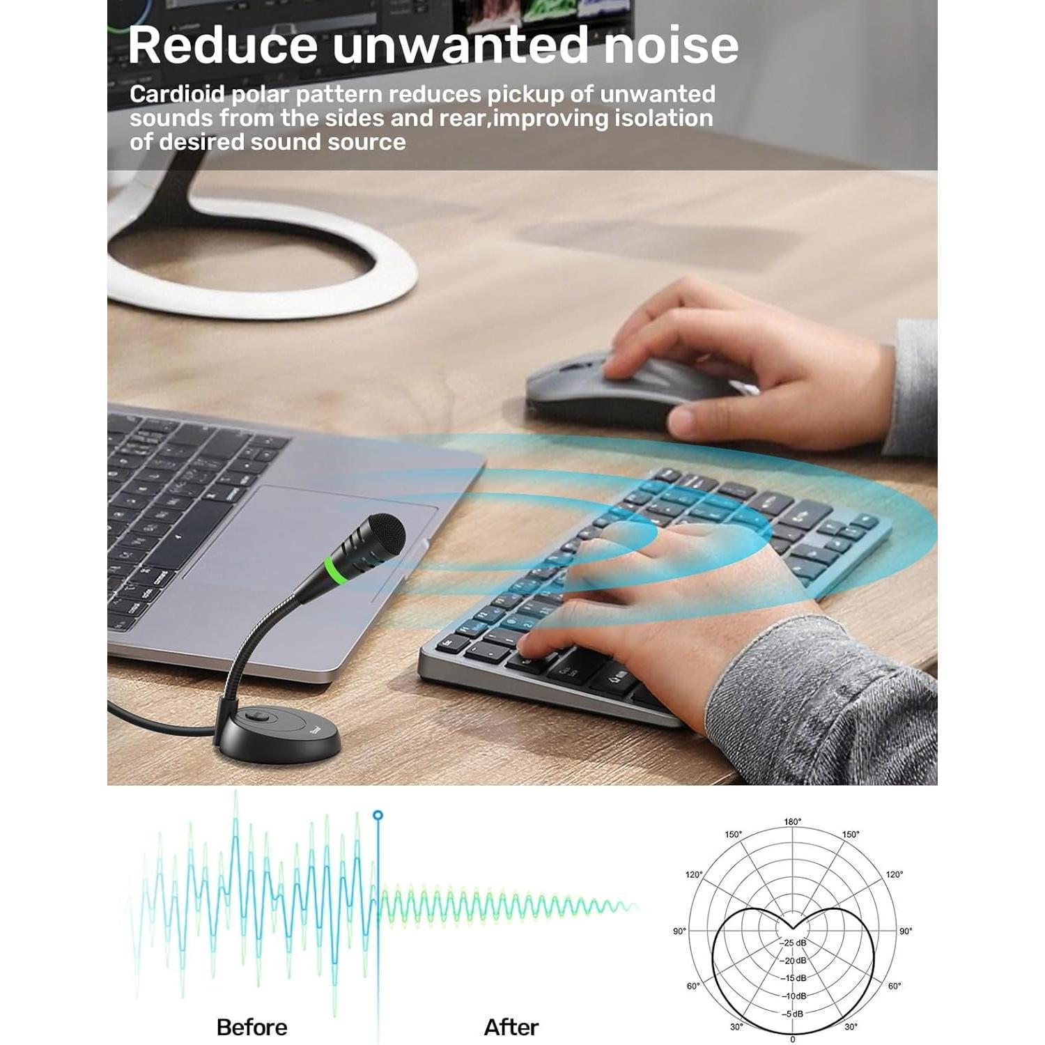 Micrófono USB Etour Mini Cardioide para PC y Mac - 1.8m