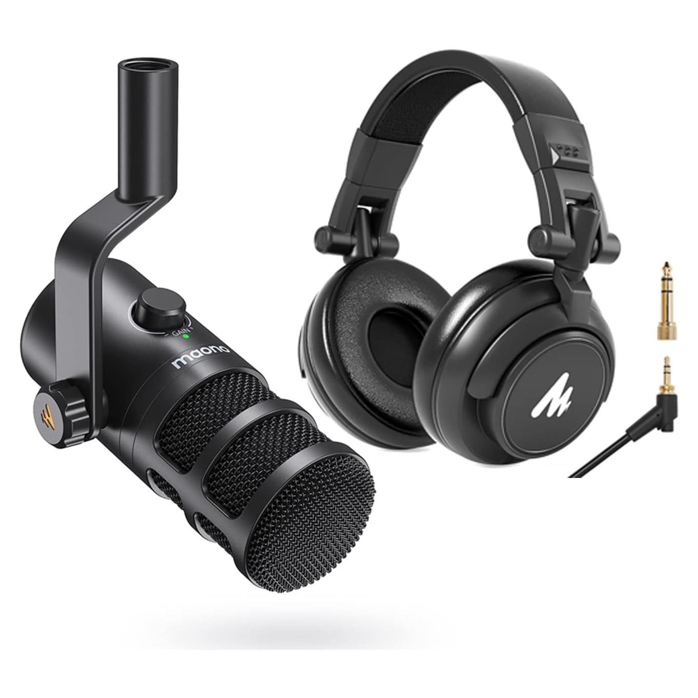 Micrófono Dinámico USB MAONO PD100U con Auriculares MH601