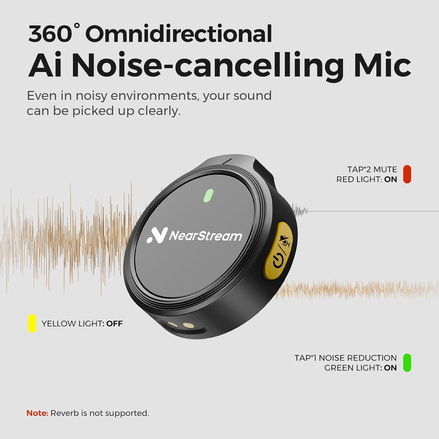 Micrófono Lavalier Inalámbrico NearStream AWM25T con Cancelación de Ruido