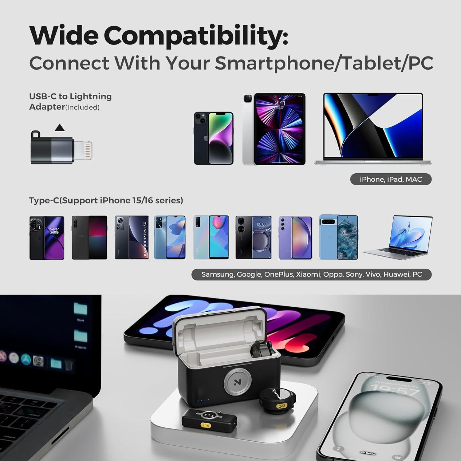 Micrófono Lavalier Inalámbrico NearStream AWM25T con Cancelación de Ruido