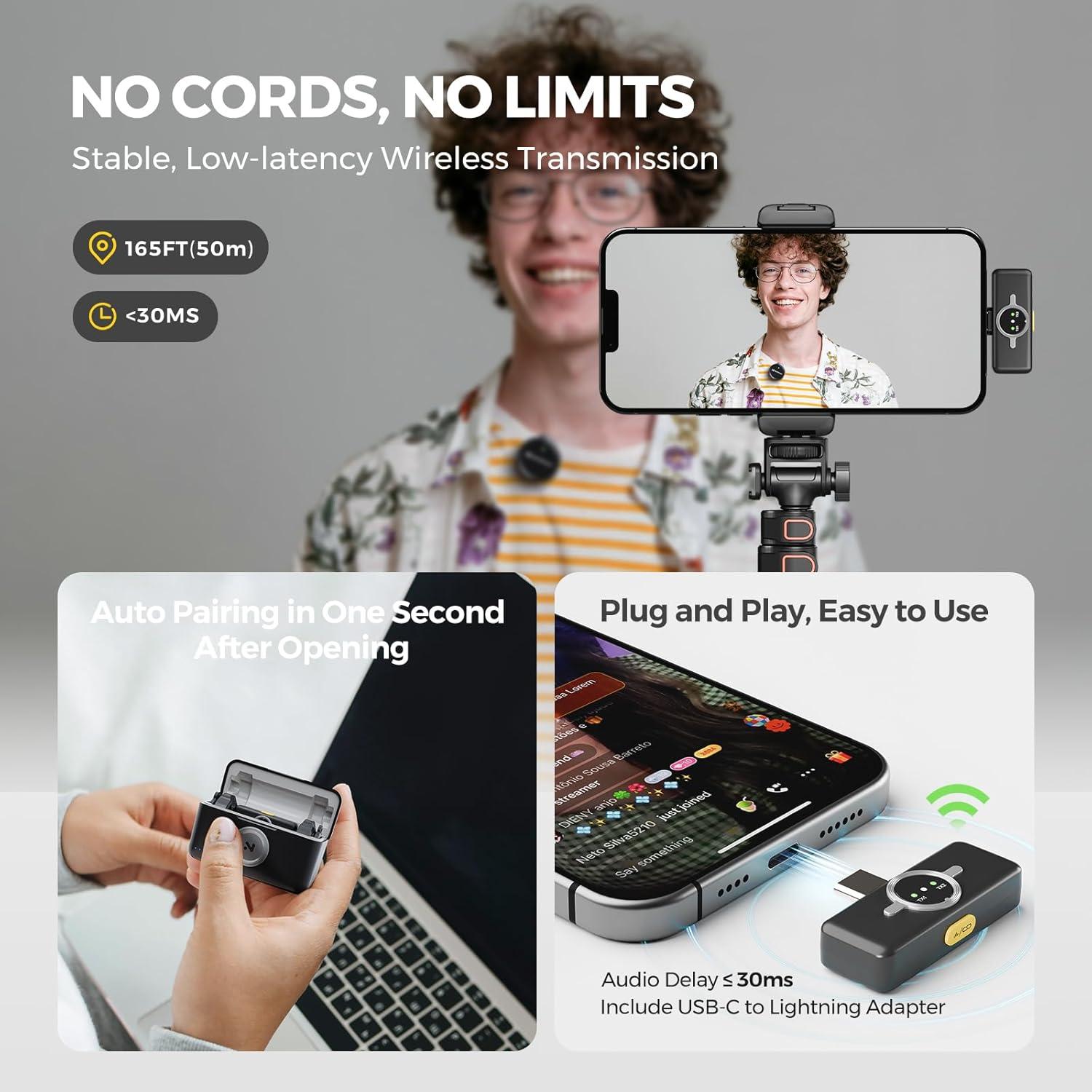 Micrófono Lavalier Inalámbrico NearStream AWM25T con Cancelación de Ruido