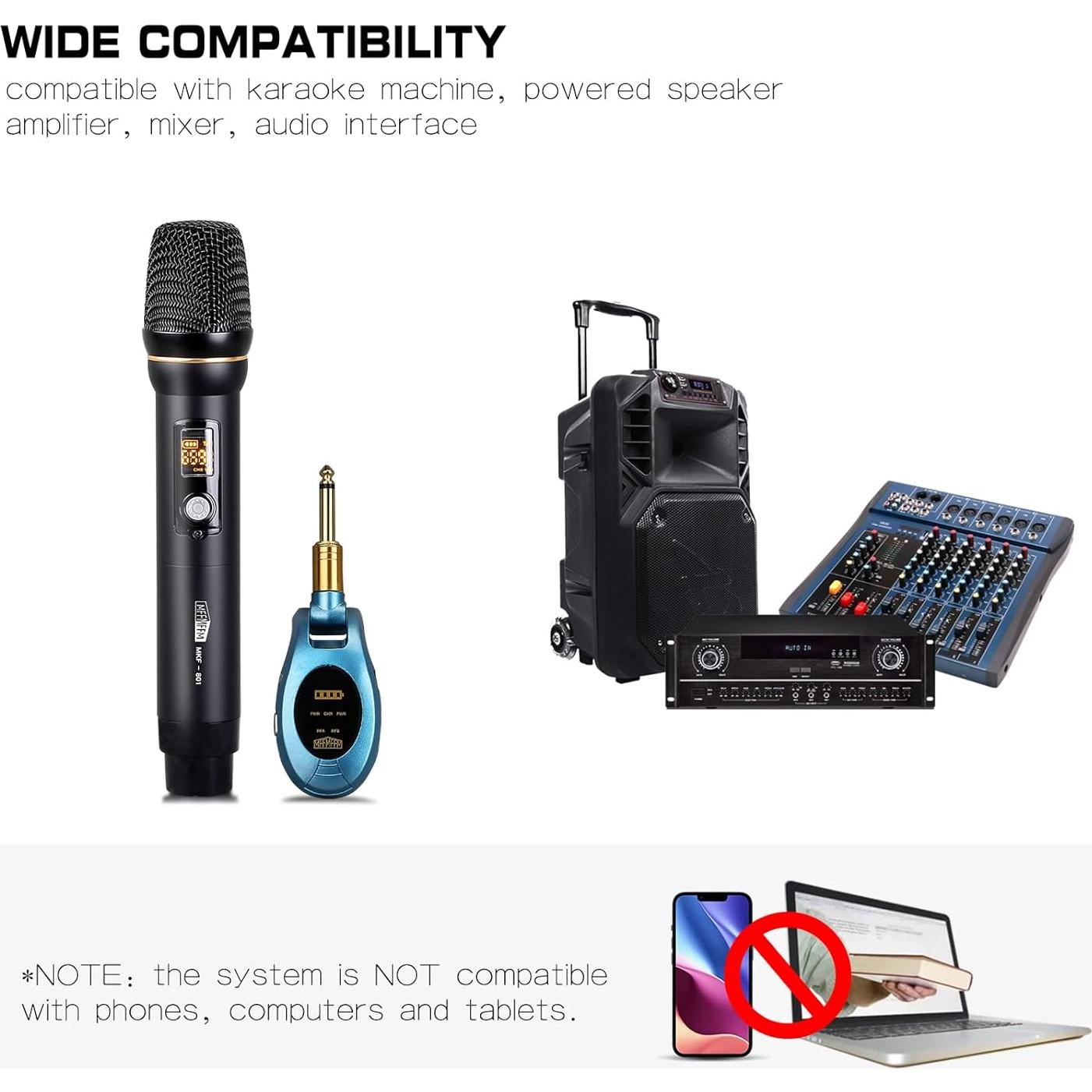 Micrófono Inalámbrico Dúo de Mano Metal 80m UHF mffmffm