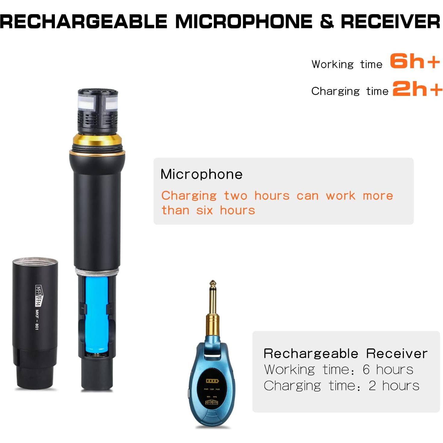 Micrófono Inalámbrico Dúo de Mano Metal 80m UHF mffmffm