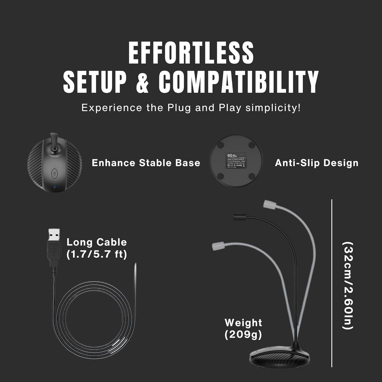Micrófono USB EGM-03 Goodscious con cuello de ganso y omnidireccional