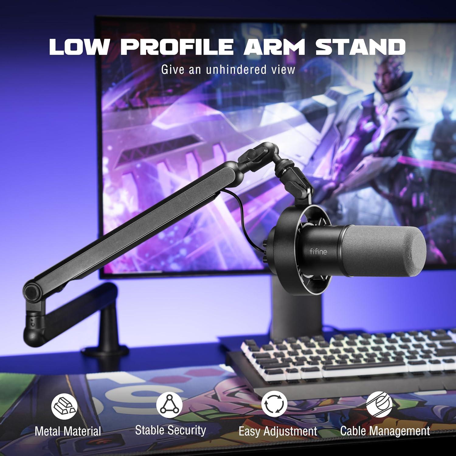 Micrófono Dinámico FIFINE K688+BM88 con Soporte de Brazo Metal