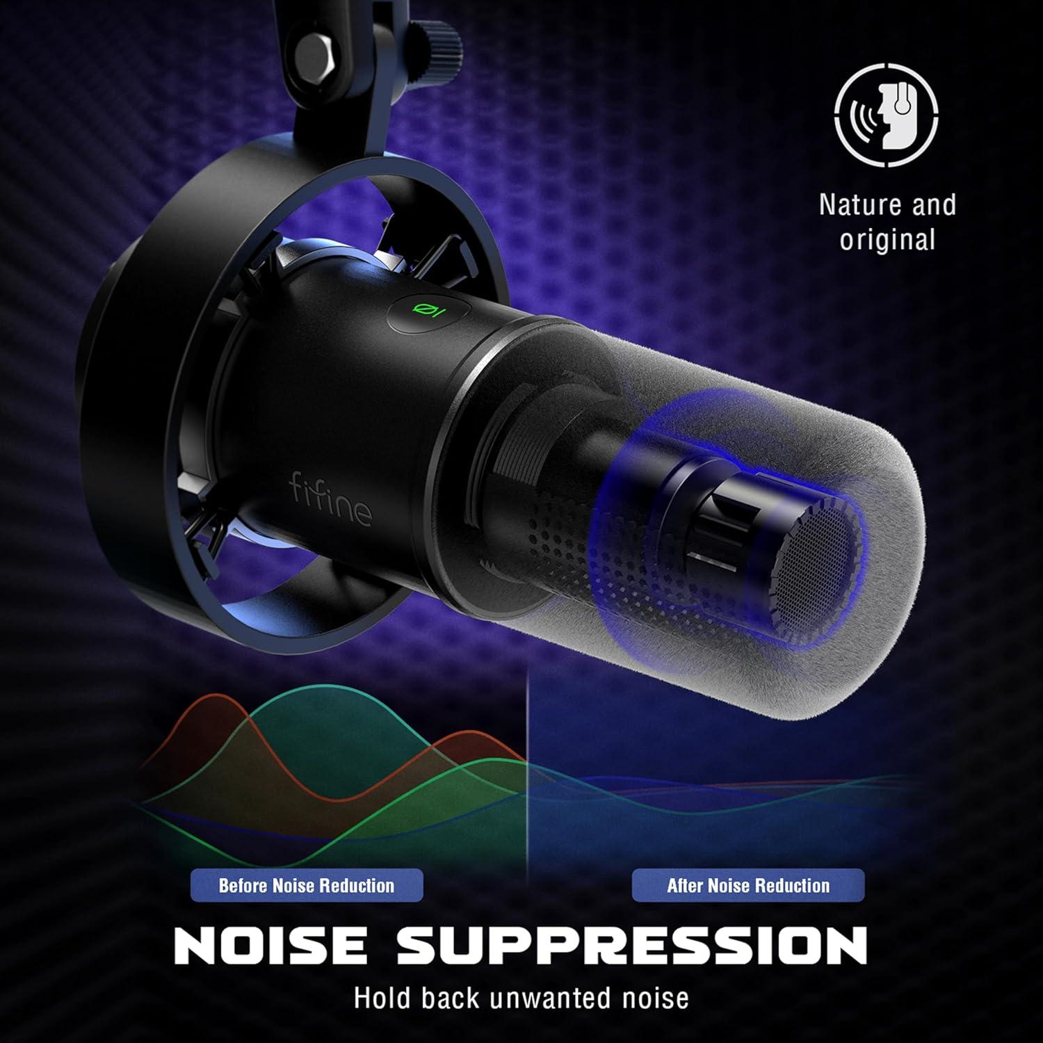 Micrófono Dinámico FIFINE K688+BM88 con Soporte de Brazo Metal