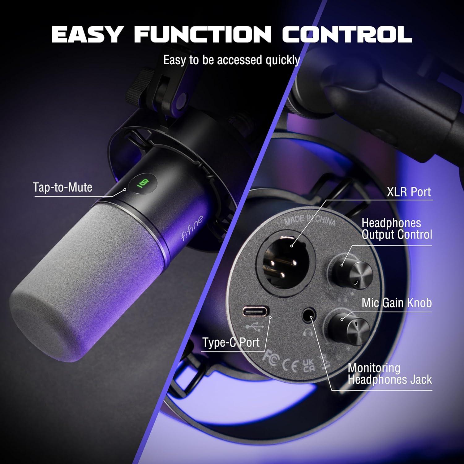 Micrófono Dinámico FIFINE K688+BM88 con Soporte de Brazo Metal