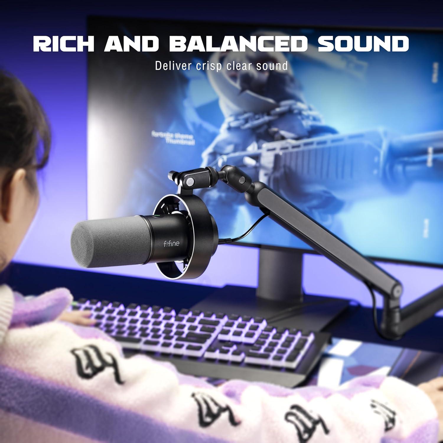Micrófono Dinámico FIFINE K688+BM88 con Soporte de Brazo Metal
