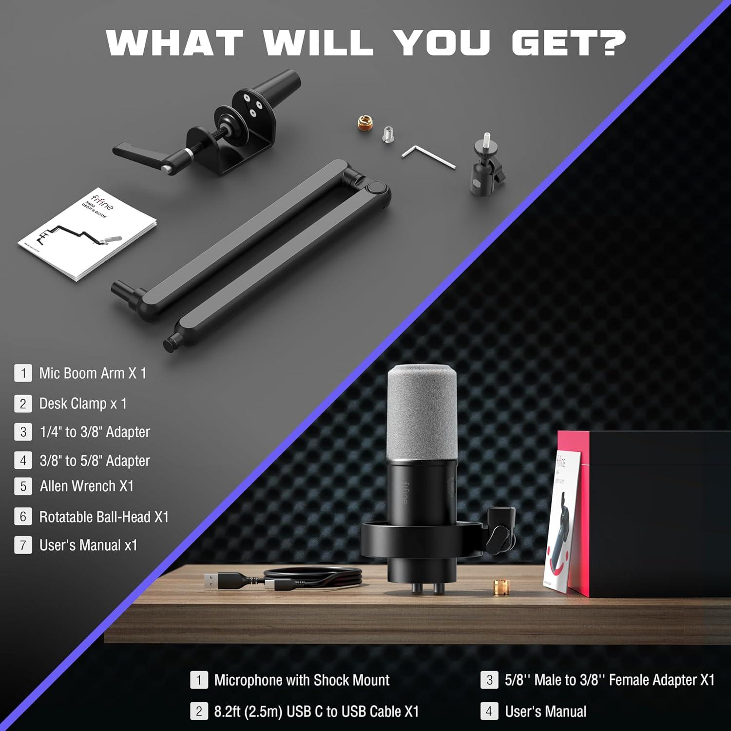 Micrófono Dinámico FIFINE K688+BM88 con Soporte de Brazo Metal