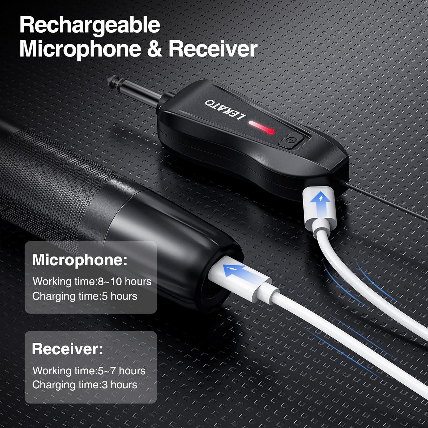 Micrófono Inalámbrico LEKATO WSM-620 Recargable con Receptor