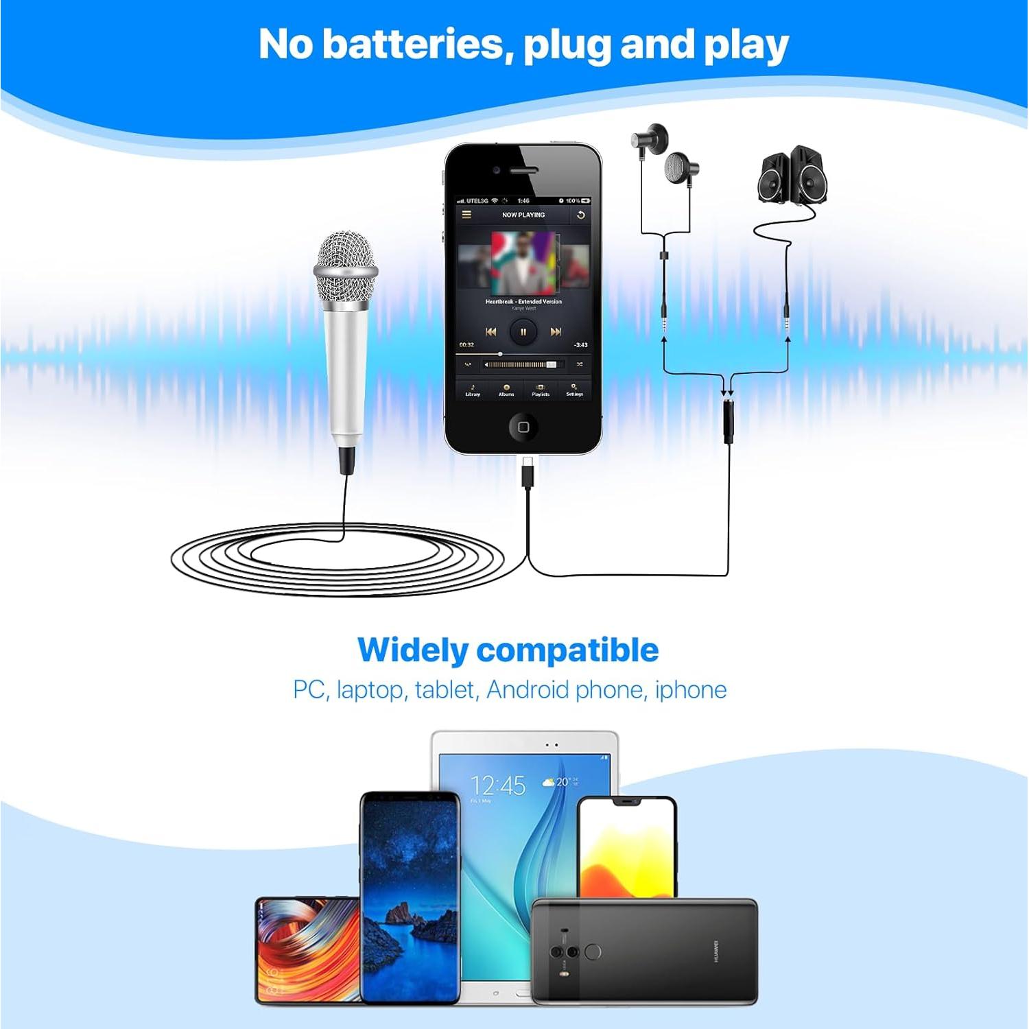 Micrófono Mini Tipo-C JeMii Plata Omnidireccional 9g