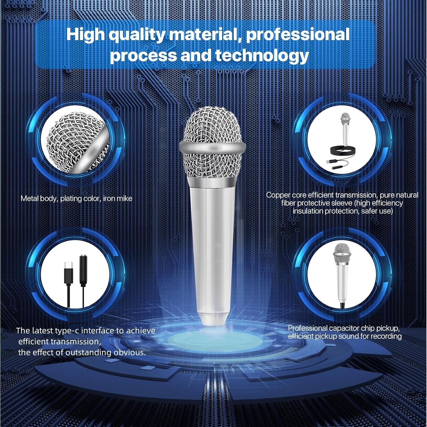 Micrófono Mini Tipo-C JeMii Plata Omnidireccional 9g