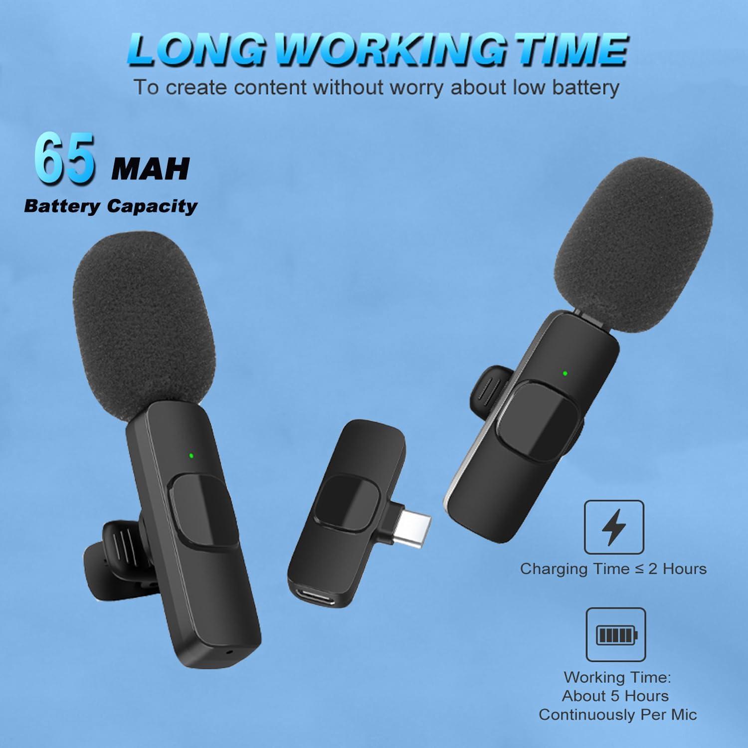 Micrófono Lavalier Inalámbrico Aoiutrn K2 USB-C para iPhone y Android