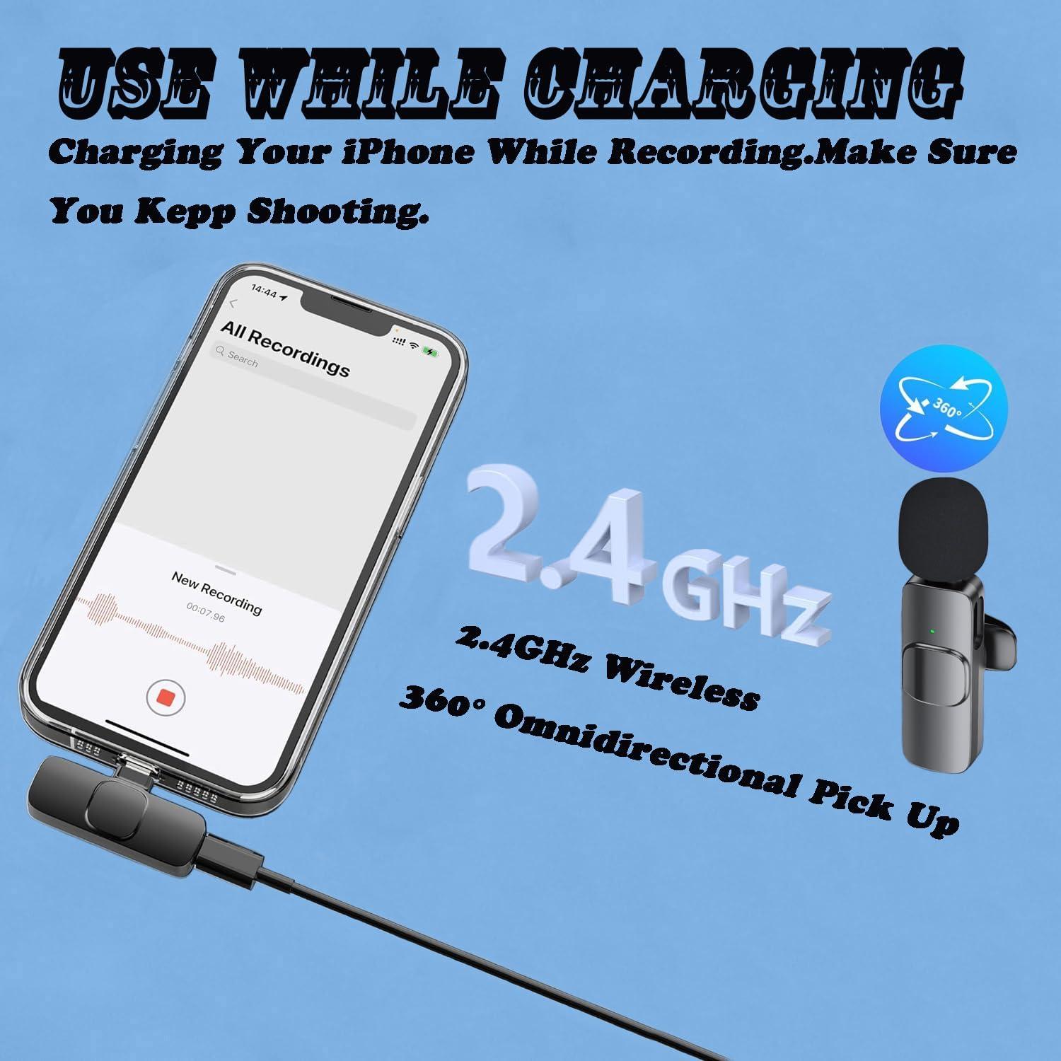 Micrófono Lavalier Inalámbrico Aoiutrn K2 USB-C para iPhone y Android