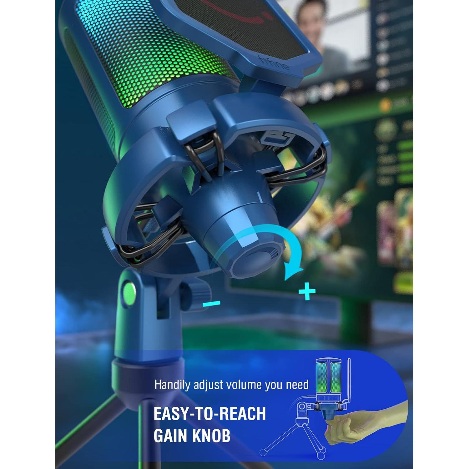 Micrófono Gaming FIFINE A6B/A6R USB Cardioide con RGB