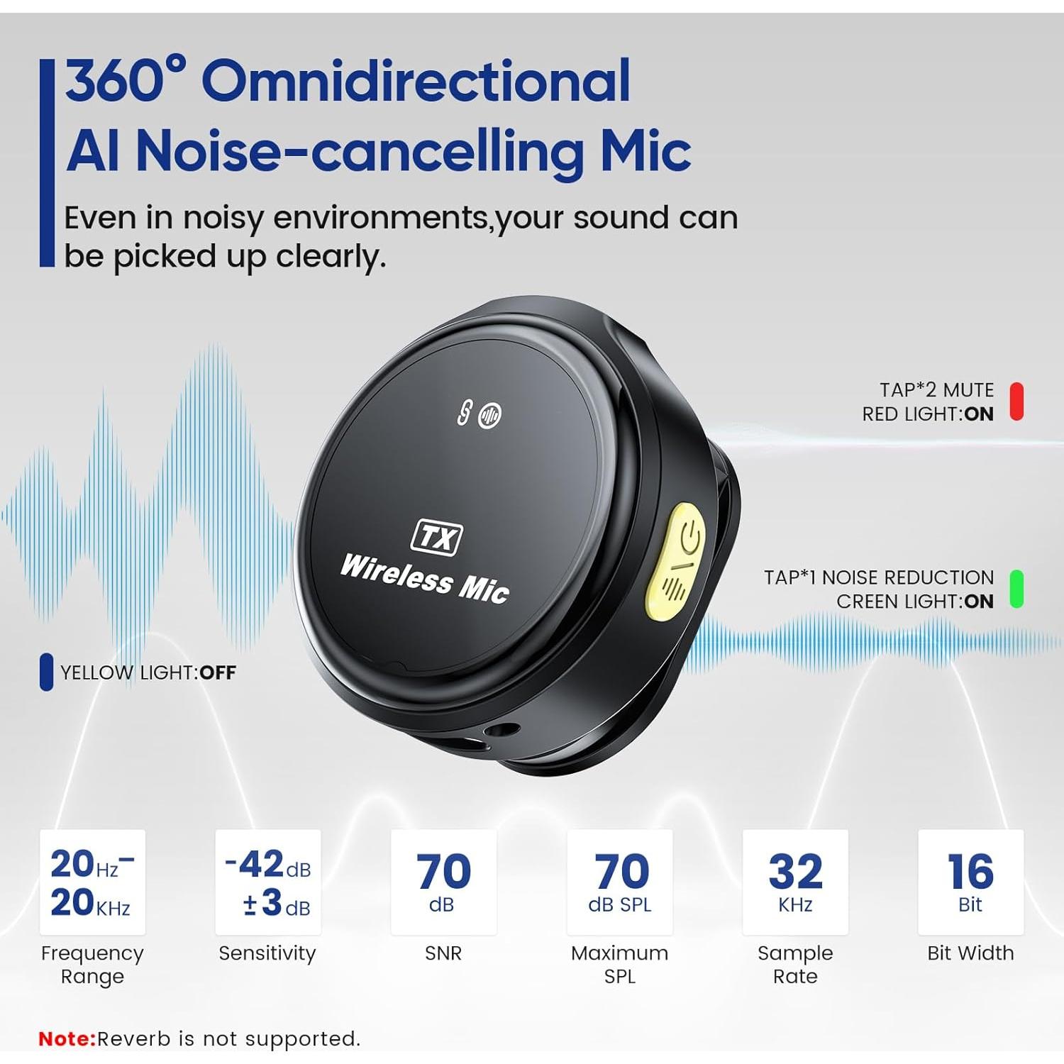 Micrófonos Lavalier Inalámbricos AMASDA Q9 - 2 Unidades con Estuche