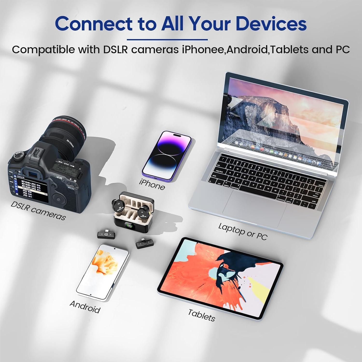 Micrófonos Lavalier Inalámbricos AMASDA Q9 - 2 Unidades con Estuche