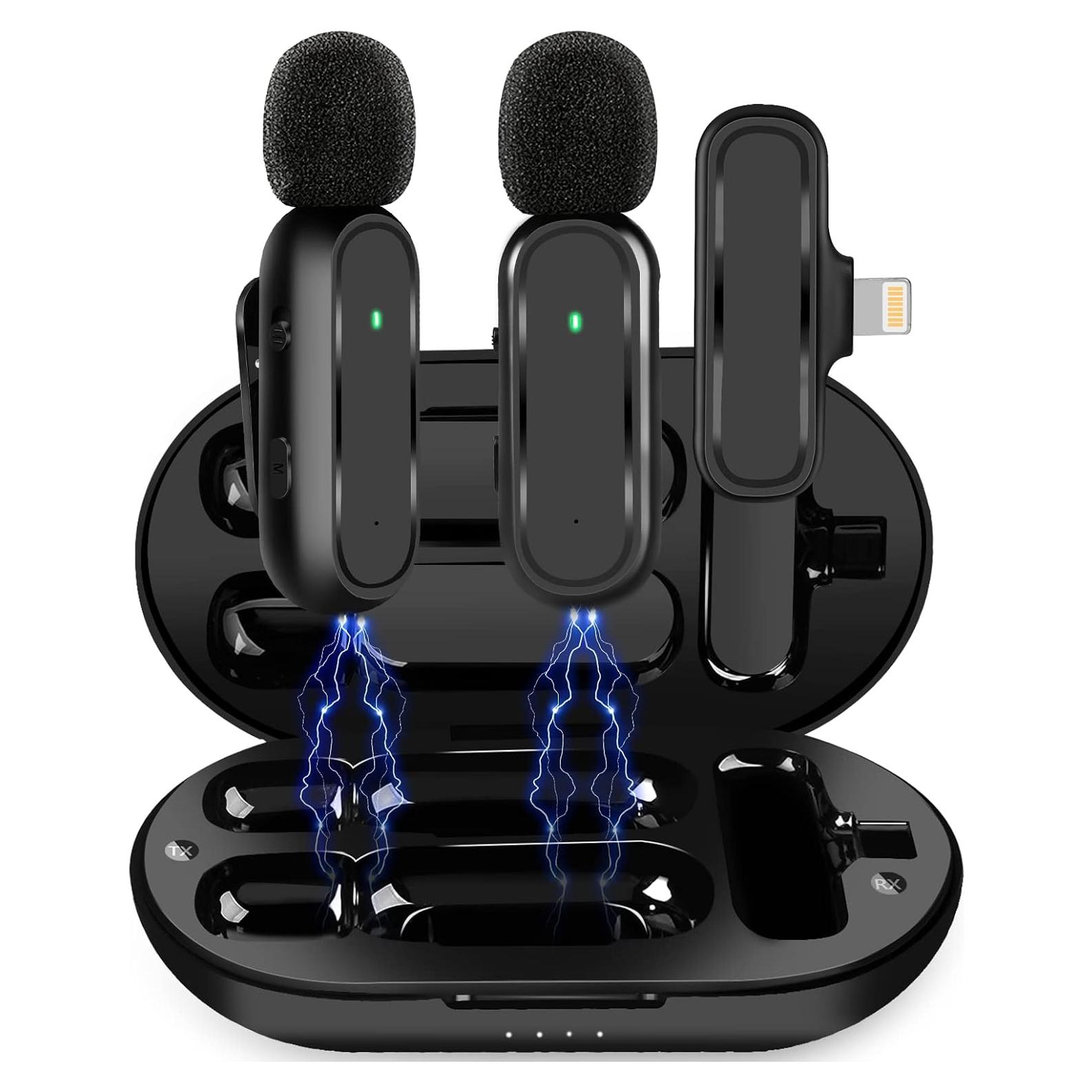 Micrófono Lavalier Inalámbrico HZXT K61 con Estuche de Carga