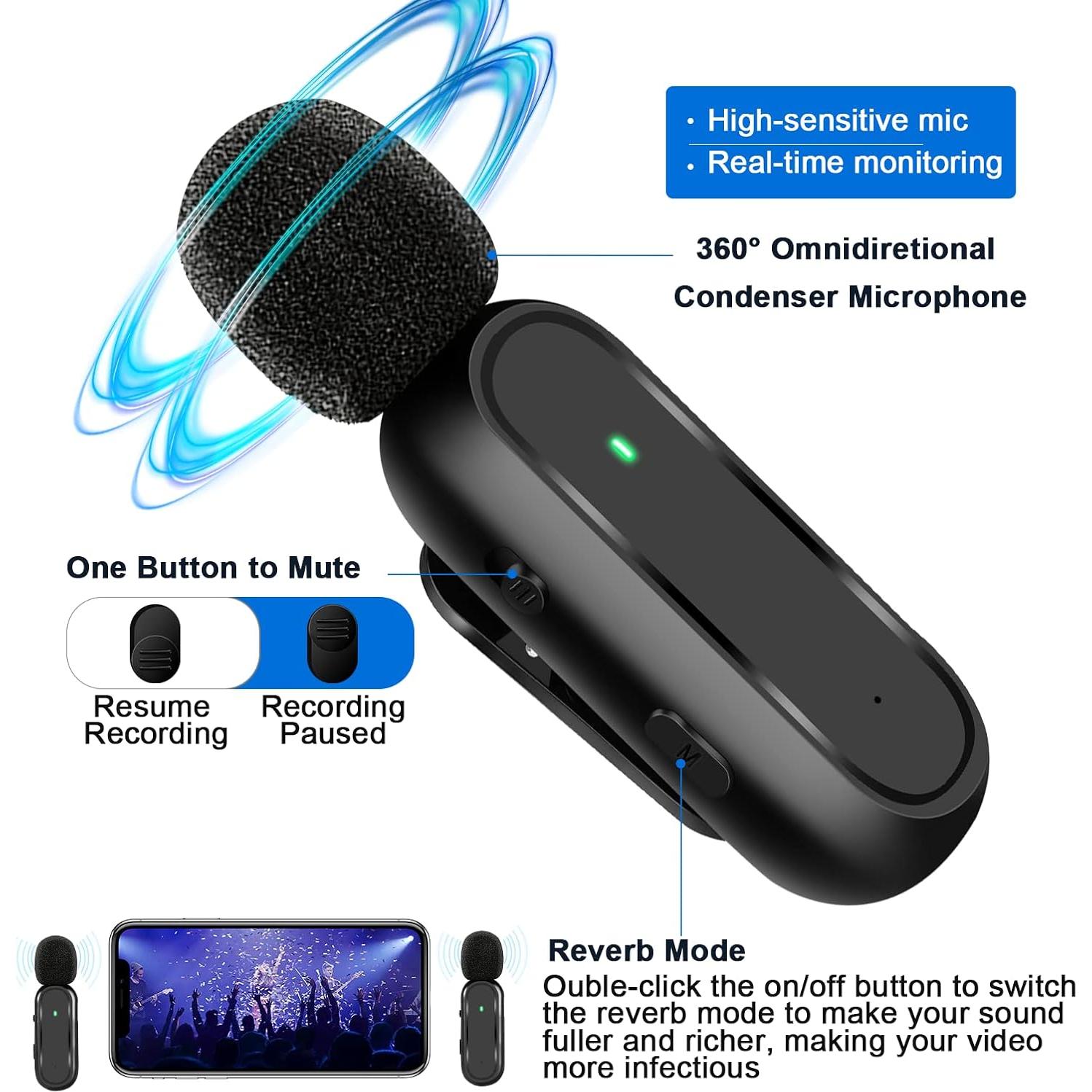 Micrófono Lavalier Inalámbrico HZXT K61 con Estuche de Carga