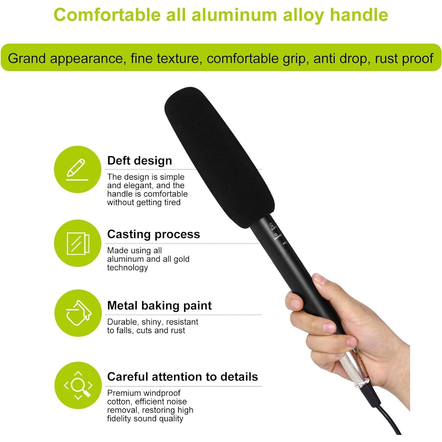 Micrófono de Condensador XLR Profesional Genérico Tipo Escopeta