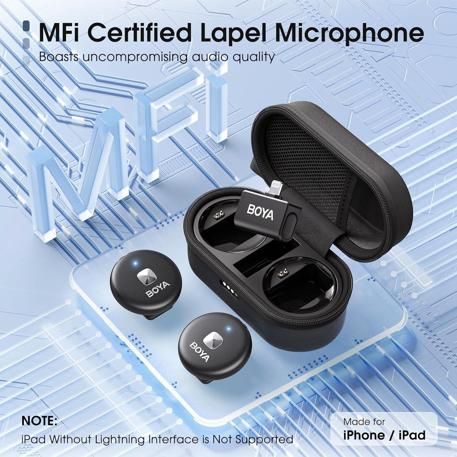 Micrófono Lavalier Inalámbrico BOYA Omic-D-B para iPhone 209g