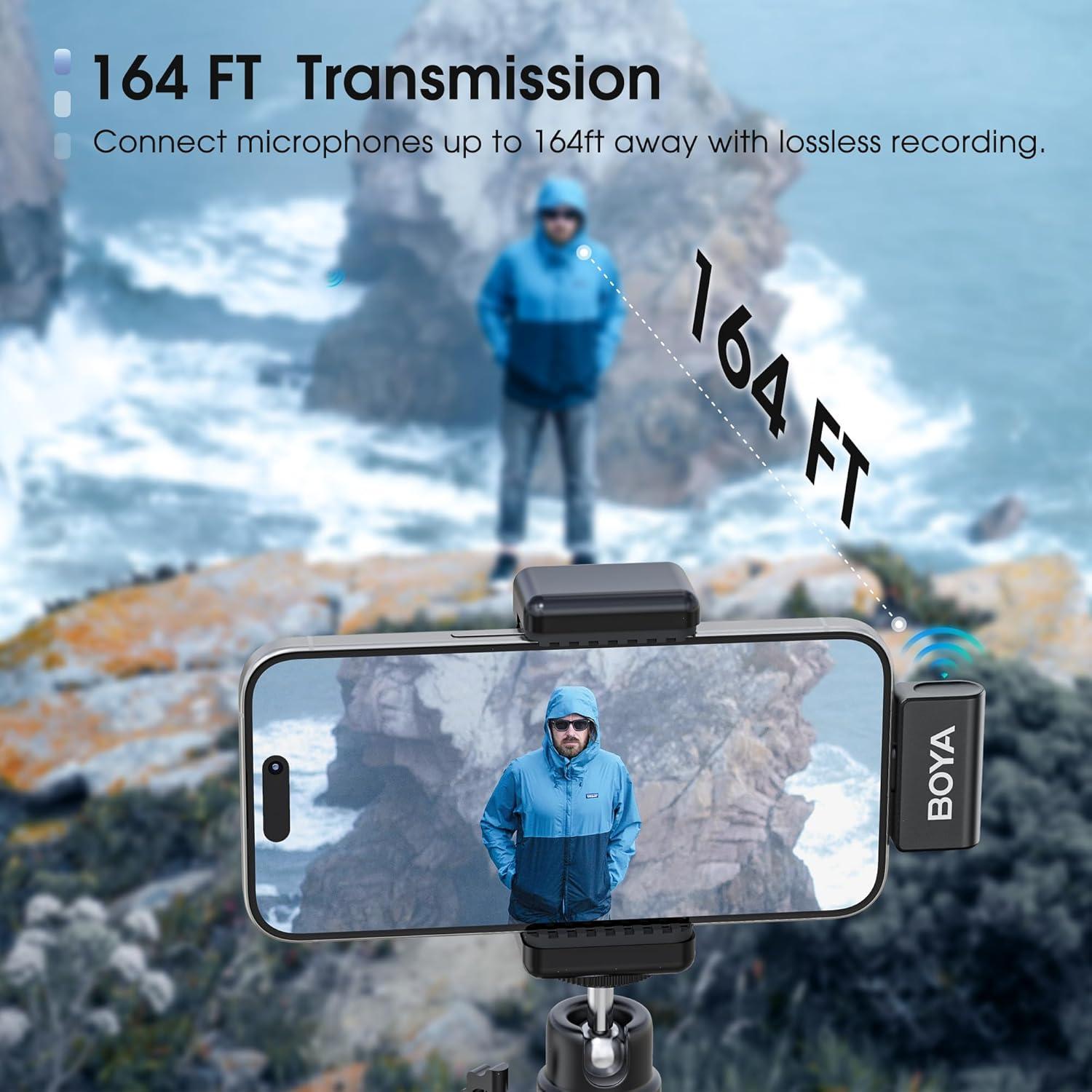 Micrófono Lavalier Inalámbrico BOYA Omic-D-B para iPhone 209g