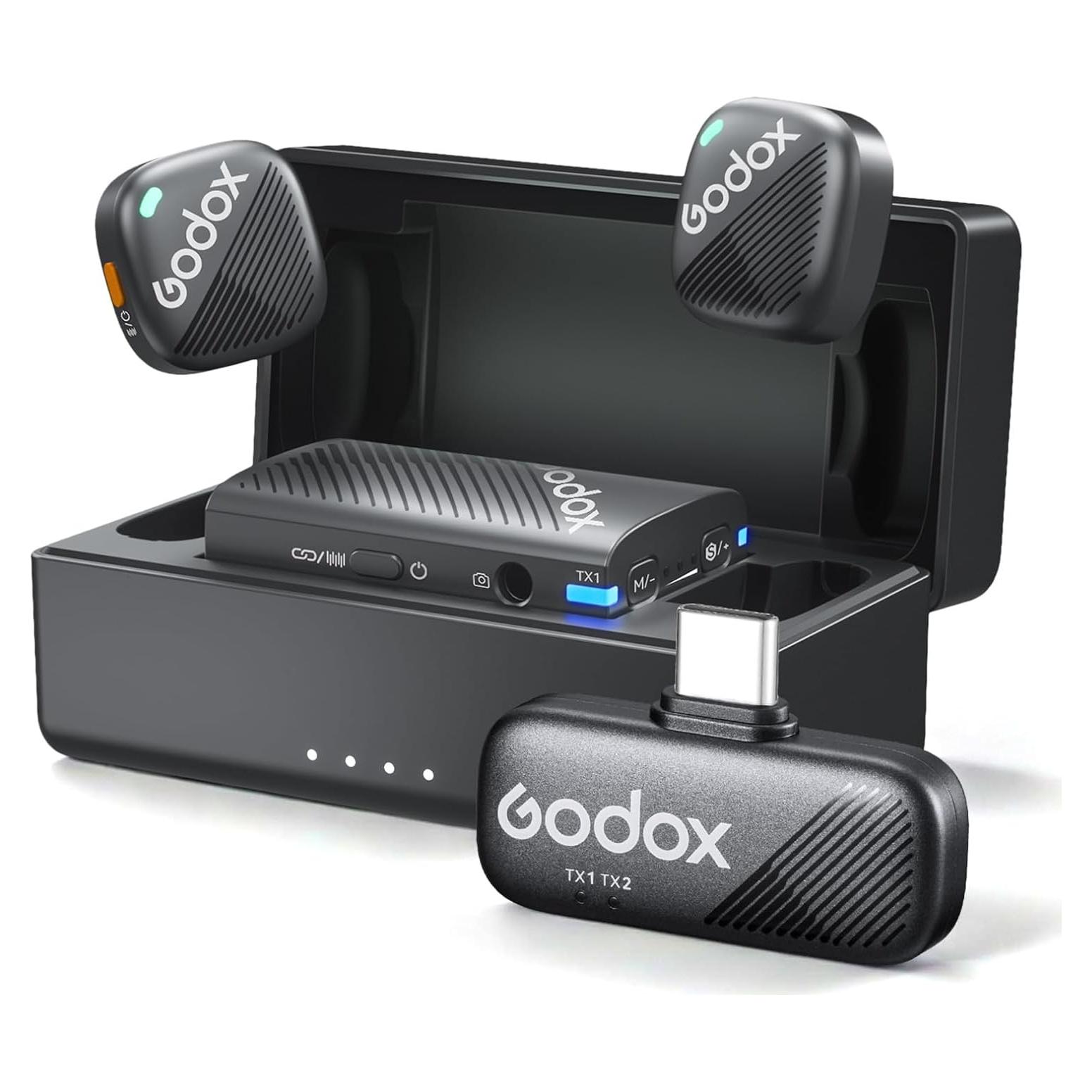 Micrófono Lavalier Inalámbrico Godox Cube-C Kit2 300m 48KHz