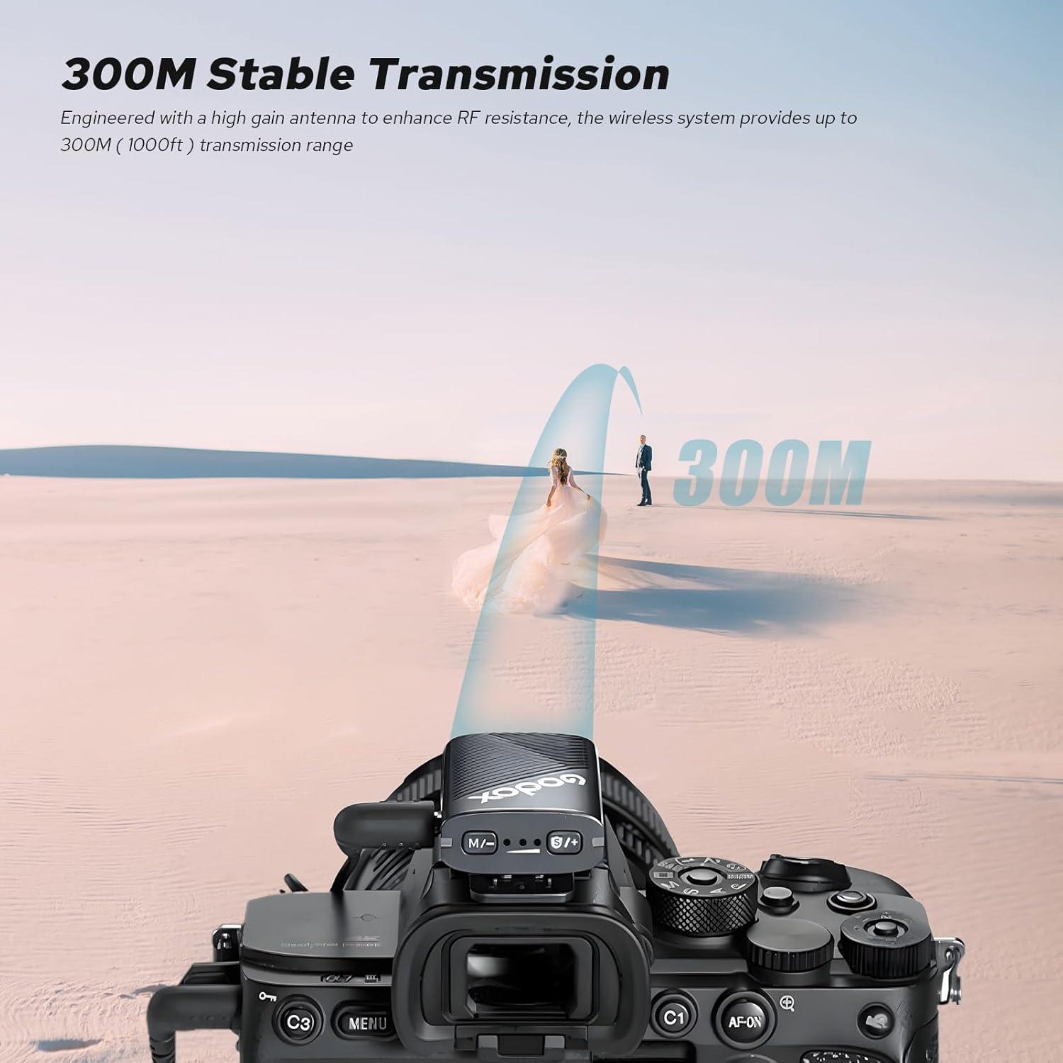 Micrófono Lavalier Inalámbrico Godox Cube-C Kit2 300m 48KHz