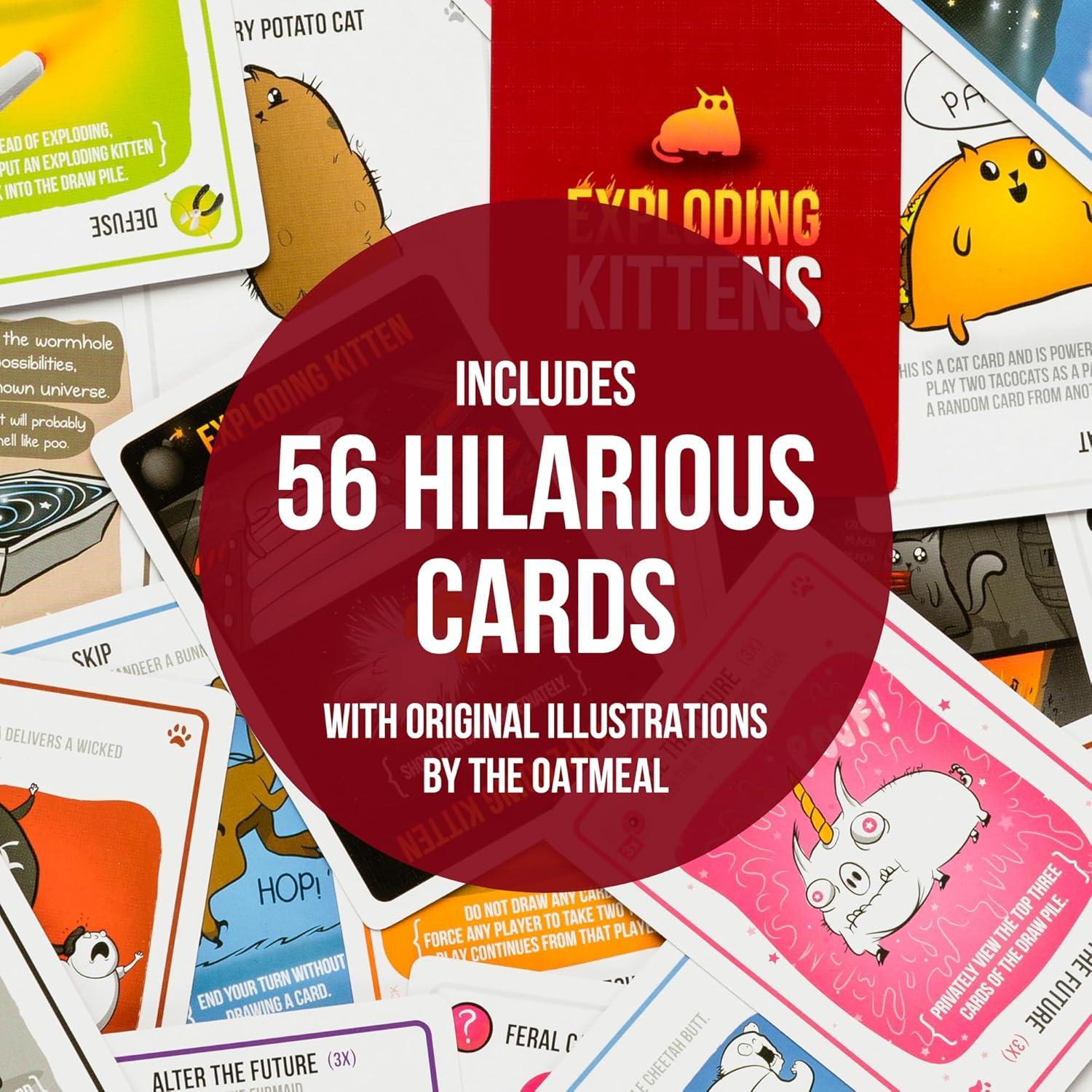 Exploding Kittens Juego de Cartas Original - 56 Cartas - 2-5 Jugadores