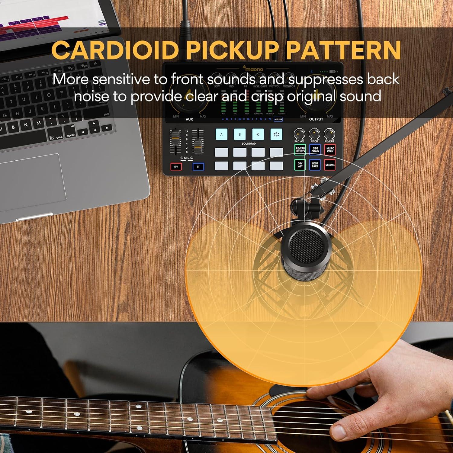 MAONO XLR Condenser Microphone, Professional Cardioid Studio Recording Mic with 50MM Drivers Studio Headphones AU-MH601for Streaming, Podcasting, Singing, Voice-Over, Vocal, Home-Studio, YouTube, Skyp