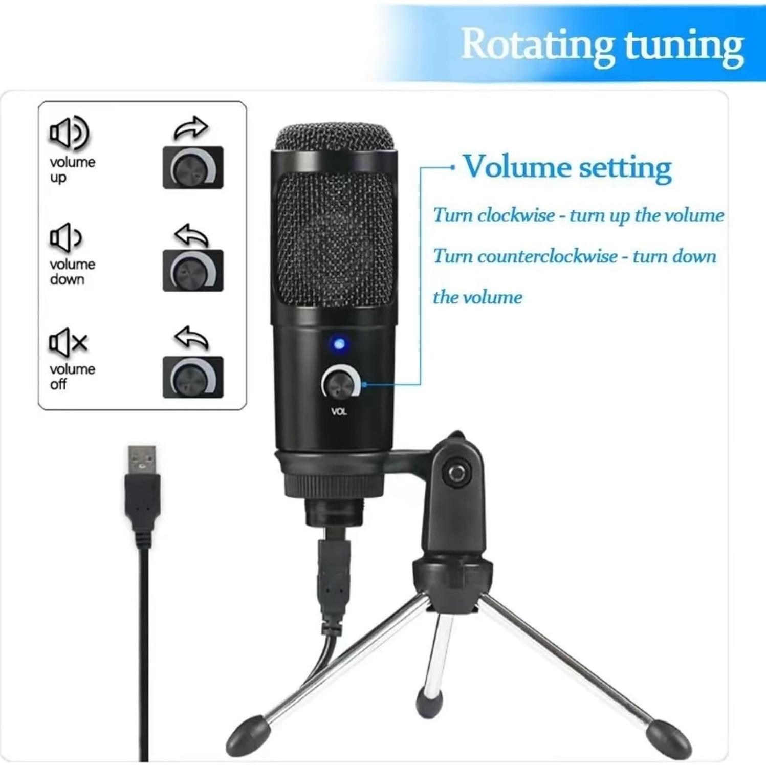 Micrófono USB Yinmei de Condensador para PC y Laptop