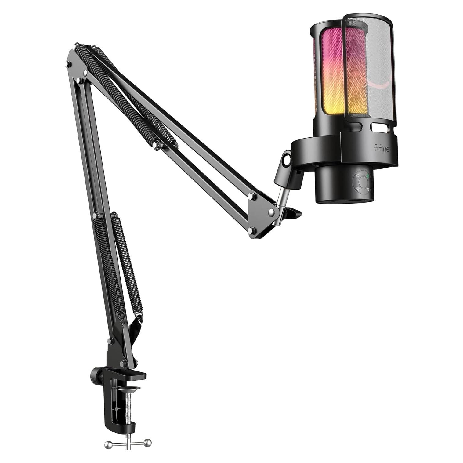 Micrófono USB FIFINE A8Plus con Soporte de Brazo y RGB
